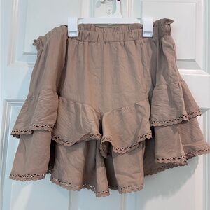 Tan Ruffled Skirt Skort